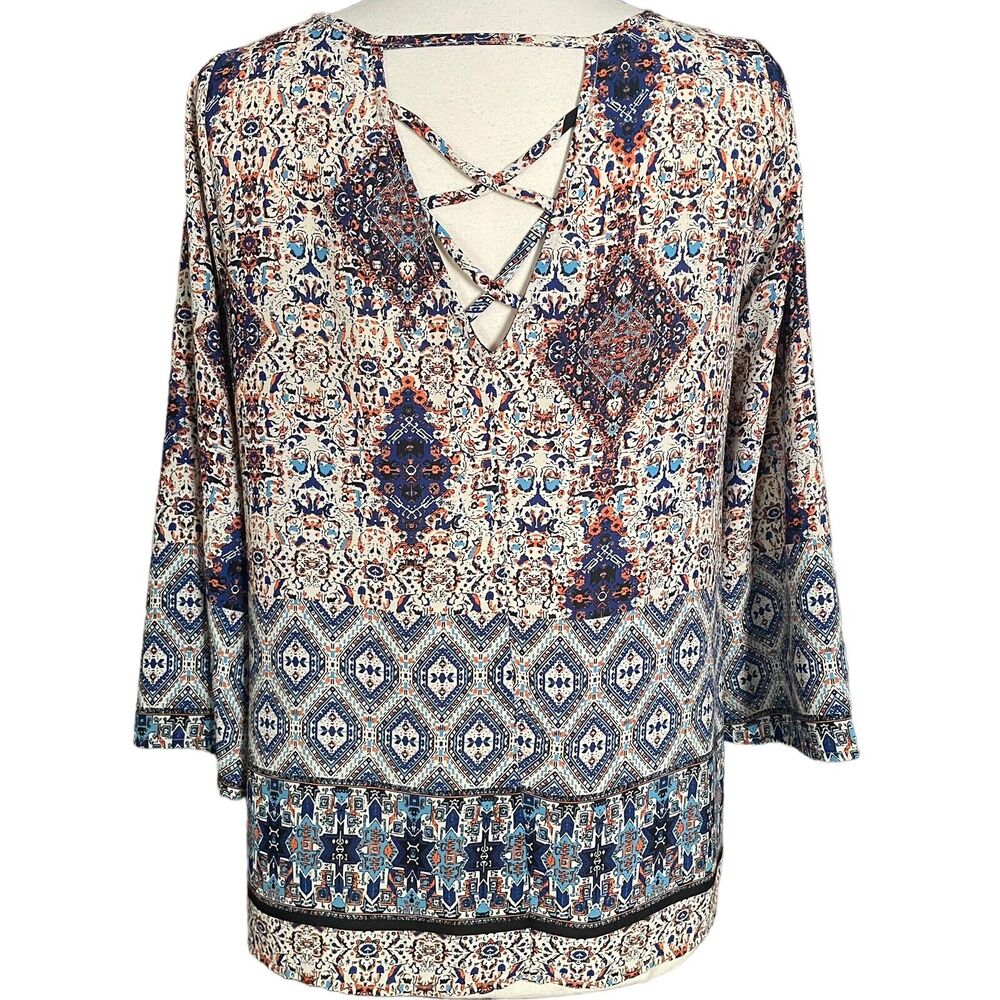 Papermoon by Stitchfix Tunic Top Size‎ M Boho Strappy Back Design Beach Festival